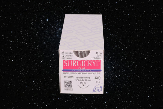 SMI fil de suture résorbables surgicryl PGA 3/8 rond DS19 75cm  boîte de 12 Fils