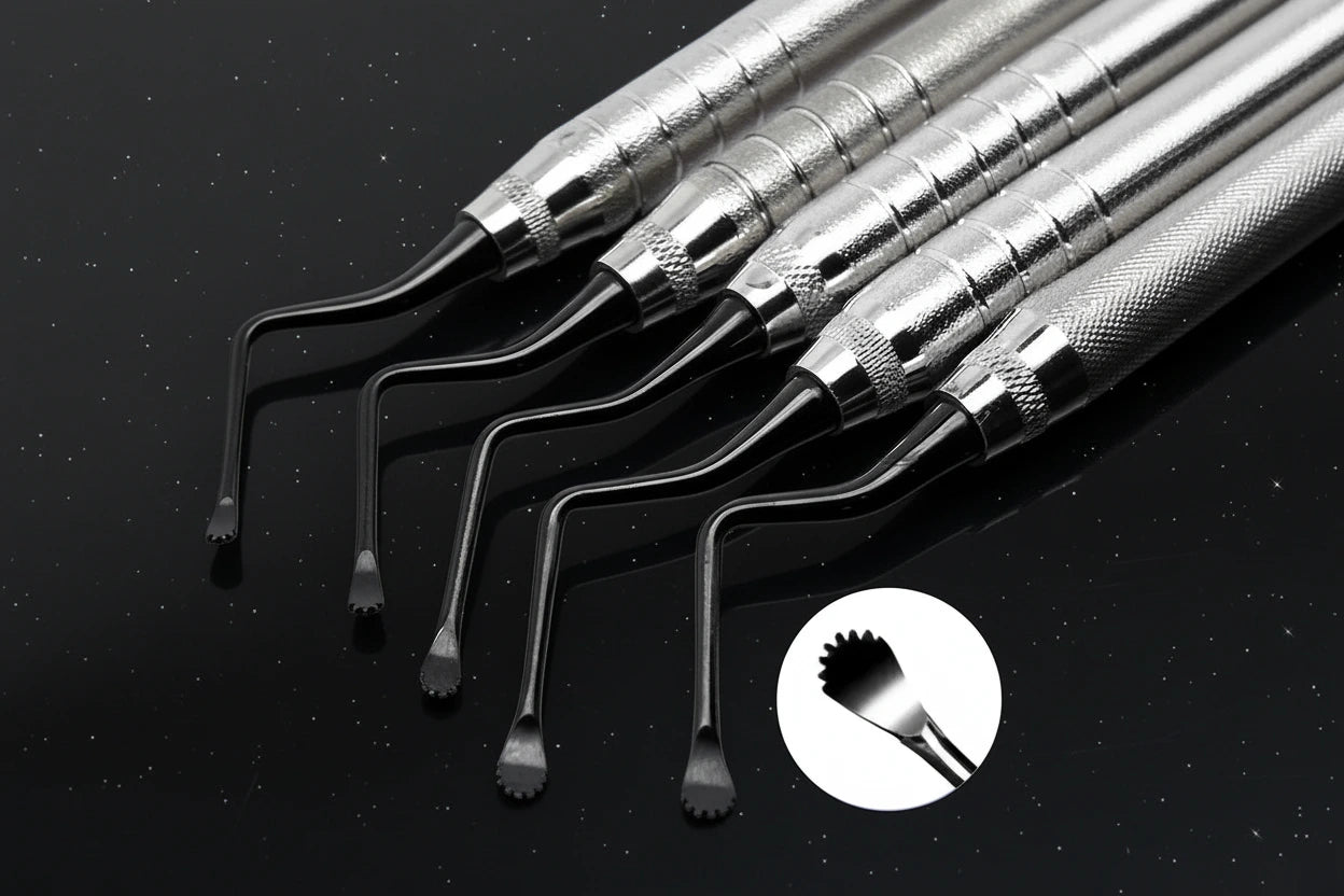 Curette chirurgical crantée double