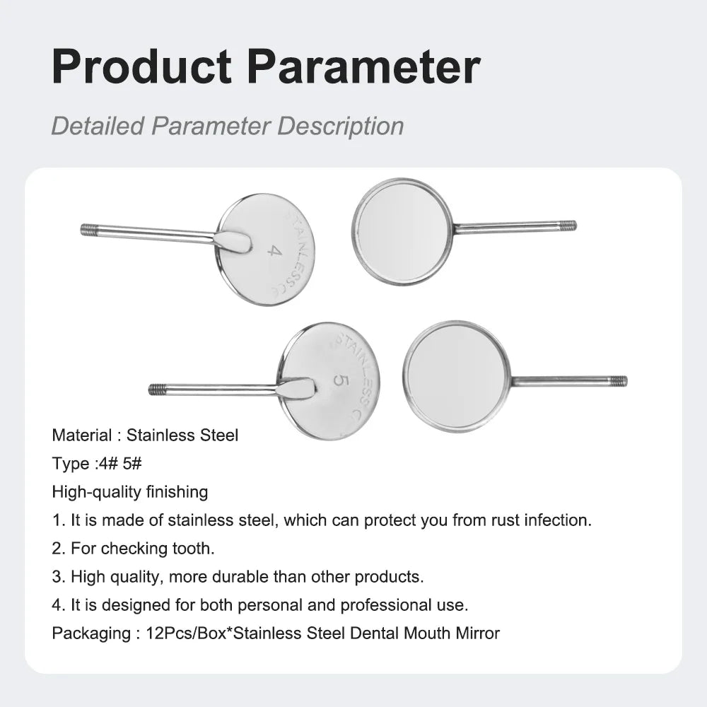 Miroirs dentaires 12 Pcs/boîte