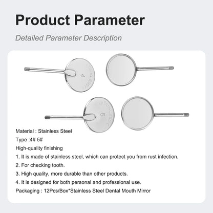 Miroirs dentaires 12 Pcs/boîte