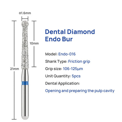 Fraises endodontiques diamantées d'ouverture et de travail de la chambre pulpaire. Tarif de gros . 50 PCS/ boîte
