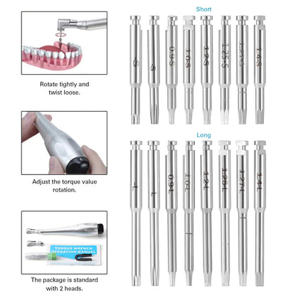 AZDENT Tournevis dynamométrique Torque de 5 à 35 N.cm compatible multimarque : 16 mandrins.