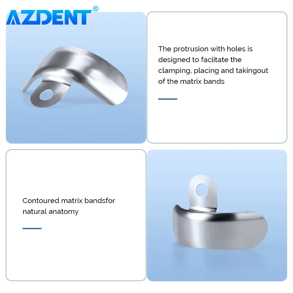 AZDENT Matrices sectorielles 3.5/4.5/5.5/6.5mm. 50 Pcs/boîte