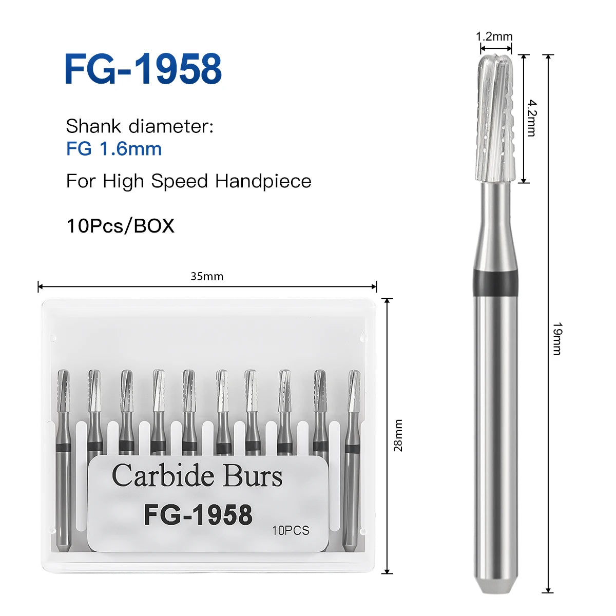 Fraises transmétal. 10 Pcs/boîte