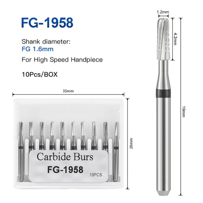 Fraises transmétal. 10 Pcs/boîte